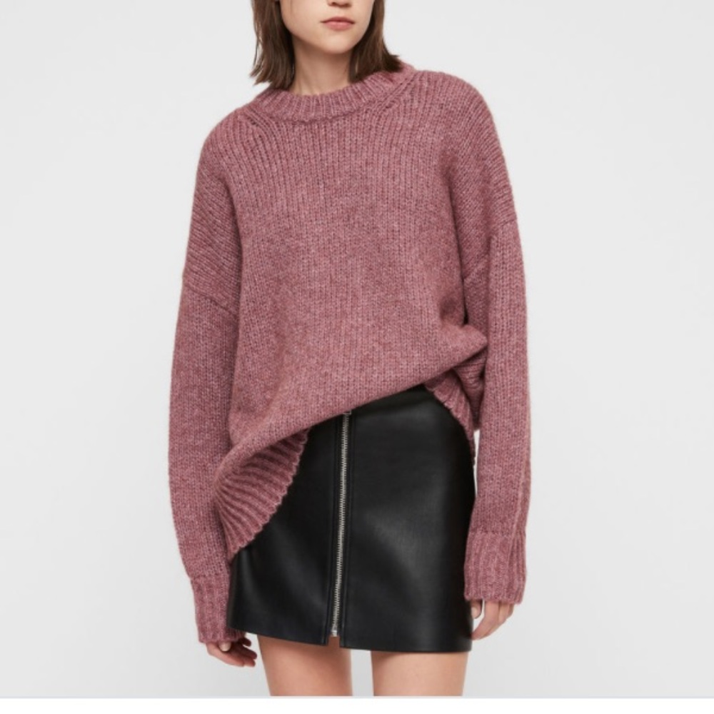 NWT all saints Gemini jumper sweater pink metallic